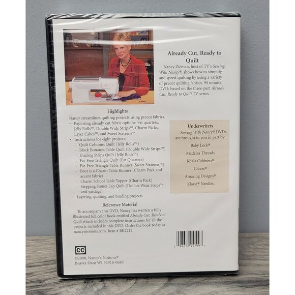 sewing with nancy By Nancy Zieman Already Cut, Ready to Quilt NEW DVD SN2212D - Picture 2 of 9